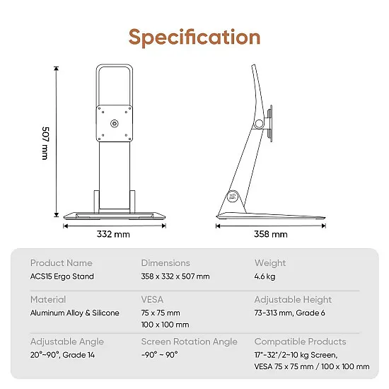 XPPen Ergo Stand -ACS15 - ACS15 | DGtizers